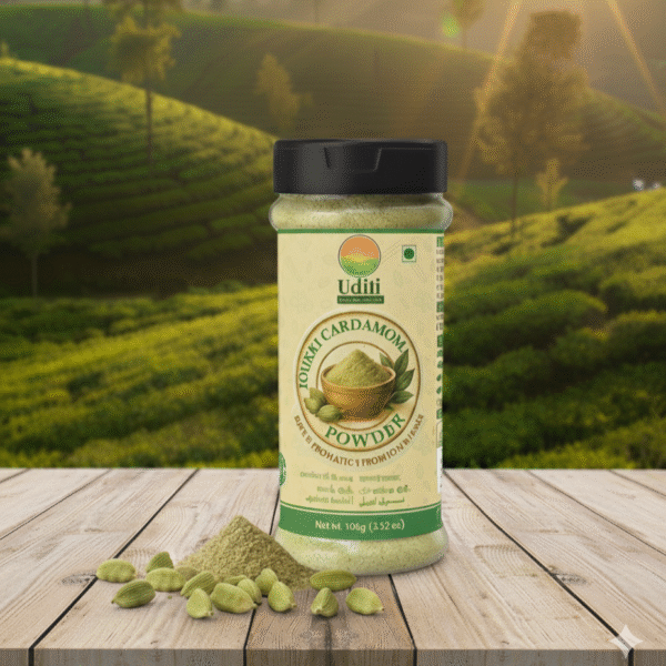 Uditi Idukki Cardamom Powder | Finely Ground Green Cardamom | Strong Fragrance & Bold Flavor | Single-Origin Spice | Ideal for Tea, Sweets, Curries | 100g Pack